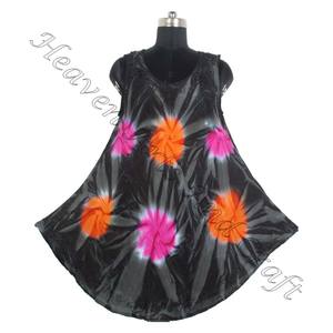 2025 Style bohème vêtements robe femmes été col rond manches longues grande taille cravate teinture vêtements de plage robe femmes parapluie robe - Product Image 1