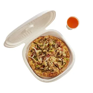 Bandeja Biodegradable personalizada para Pizza, platos desechables de caña de azúcar, bandeja de Pizza de 12 pulgadas para restaurante
