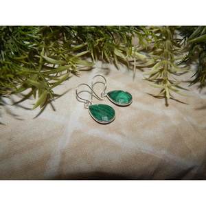 Handmade Dainty Malachite Gemstone <b>Earrings</b> Women's <b>Wedding</b> Gift Sterling <b>Silver</b> Fine Dangle Jewelry - Product Image 3