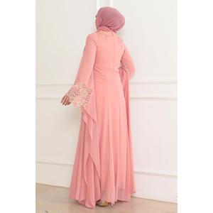 Vestido Casual Mega Merchant Powder 6127 Talla XS, Corte en A, Mangas Largas, Diseño de Parches, Cintura Natural, 100% Poliéster No Tejido - Product Image 4