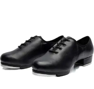 Flex Master schwarz echtes Kuhleder Damen Schnürung-Oxford-Stepptanz-Schuhe mit geteilter sohle Größen 6,5 7 7.5 8 9 für Herren