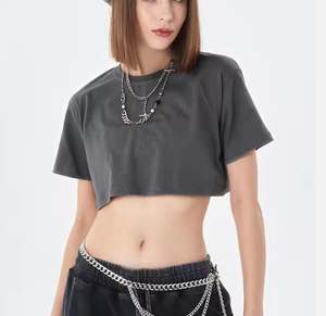 T-shirt à manches courtes pour femmes OEM Logo personnalisé Streetwear Haut tendance d'été - Product Image 5