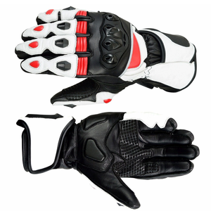 ถุงมือมอเตอร์ไซด์หนังแพะแท้สีดำ/สีขาวกันน้ำชุดกีฬารถจักรยานยนต์ชุดแข่งรถ - Product Image 1