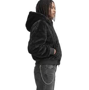 Veste à capuche en fausse fourrure pour femme, manteau d'hiver en polaire polyester, chaud, doux, décontracté, avec fermeture éclair, veste à capuche tendance pour femme - Product Image 2