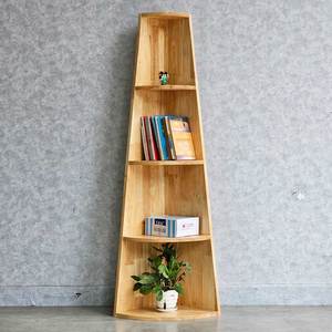Estante de Pared en Forma de Abanico de Madera de Caucho, 35x35x140cm, de un Solo Nivel, Decorativo para Sala de Estar y Baño, Tipo Vertical - Product Image 6