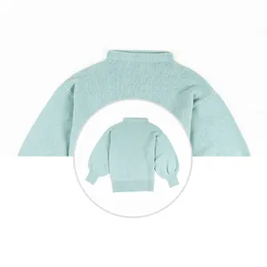 저렴한 가격에 풍선 슬리브가있는 프리미엄 컬렉션 플랫 니트 풀오버 숙녀 착용 스웨터