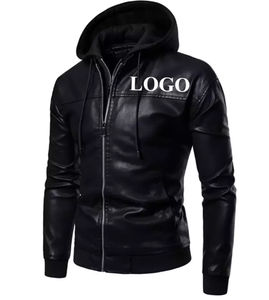 Nouveau design de luxe personnalisé de qualité supérieure coupe-vent respirant 100% cuir véritable avec capuche veste en cuir grande taille pour hommes - Product Image 4