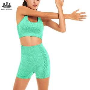 ชุดสปอร์ตบราและกางเกงขาสั้นสำหรับผู้หญิง |   โลโก้ด้านหน้า |   ชุดออกกำลังกายไร้รอยต่อ ยืดหยุ่นสูง เป็นมิตรกับสิ่งแวดล้อม |   ผู้จัดจำหน่ายขายส่งโดยตรง OEM - Product Image 6