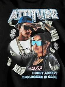 Sweat à capuche zippé streetwear noir unisexe, logo personnalisé, style hip-hop, épaules tombantes, polaire 100% coton, surdimensionné, anti-boulochage - Product Image 4