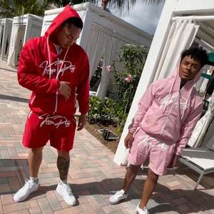 Chaqueta de chándal cortavientos con logotipo unisex, chándal corto de dos piezas de nailon para correr, pantalones cortos, conjuntos cortavientos para hombre - Product Image 4