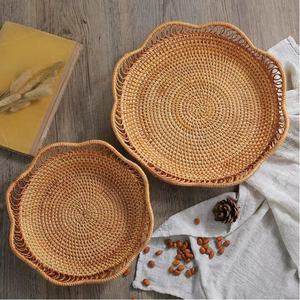 ชามหวายขอบหยักสำหรับตกแต่งทำด้วยมือดีไซน์แบบโค้ง - Product Image 4