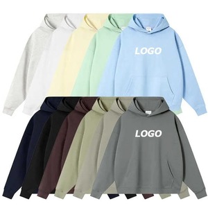 เสื้อกันหนาวมีฮู้ดสีทึบของผู้ชายผ้าคอตตอนลำลองผ้าทอ400GSM โอเวอร์ไซส์ผ้าเทอร์รี่ใส่ฤดูใบไม้ร่วงฤดูหนาวโลโก้กำหนดเอง - Product Image 4