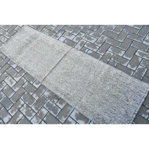 พรมวินเทจ, พรมตุรกีขนาด 2.1x6.7 ฟุต, พรมขนสัตว์ลายอิคัตสีเทาขาว - Product Image 4
