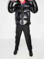 Manteau coupe-vent épais et chaud unisexe Veste bouffante à col et capuche en fibre de polyester rembourrée fermeture éclair grande taille
