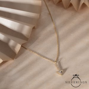 Collier en argent sterling 925 avec zircon doré, motif en forme de flèche, pour cadeau - Product Image 4