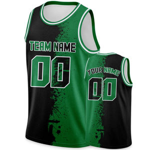 Camiseta de baloncesto personalizada, negro, verde, personalizado, impreso, nombre del equipo, número, Hip Hop, uniforme deportivo para hombres, mujeres, niños y jóvenes - Product Image 1