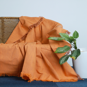 Sofá de algodón naranja de dos tonos moderno de primera calidad con flecos, suave y cálido, tamaño personalizado para el hogar, hoteles, oficinas - Product Image 1