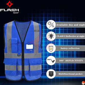 Gilet de sécurité réfléchissant avec poches, fermeture éclair, haute visibilité, classe 1 ANSI, EN ISO 20471, imperméable, logo personnalisé, OEM, gilet pour homme - Product Image 4