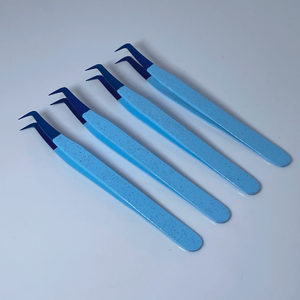 Pince à cils avec logo personnalisé en gros avec pointe en fibre d'acier inoxydable pince à épiler d'extension de marque privée - Product Image 5
