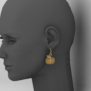 Boucles d'oreilles pendantes en argent 925 et or 18 carats, 13x14 mm, motif feuille de citrouille miniature, sertie de résine, pour cendres, bricolage, souvenir, bijoux d'Halloween - Product Image 3