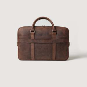 Preston Vintage Distressed Brown Genuine Cow <b>Leather</b> Briefcase <b>Soft</b> <b>Bag</b> with Two-Way Zipper Closure Casual Work Design Men's - Product Image 1