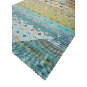 Alfombra Freedom Manchaha de Lana y Seda de Bambú con Patrón Geométrico Azul, Anudada a Mano, para Decoración de Sala de Estar - Les-1751 - Product Image 2