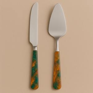 Shine Full metal espejado pulido pastel cuchillo y servidor Conjunto elegante de acero inoxidable postre dúo para bodas Celebración de lujo - Product Image 2