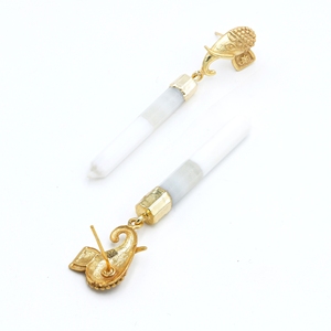 Pendientes de Lágrima con Cuentas de Ágata y Encaje Dua Hechos a Mano, Chapados en Oro de 18K, Elegantes y Modernos para Bodas, Joyería para Mujer - Product Image 3