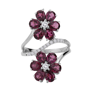 Shah Gems <b>925</b> Sterling <b>Silver</b> Women's <b>Ring</b> with Natural Rhodolite Garnet and White Topaz Yellow Gold Platinum for Everyday Wear - Product Image 2