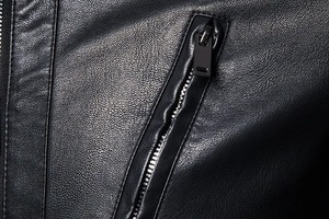 Legacy Black Veste de motard pour homme en cuir véritable avec doublure et poches en viscose matelassée Col montant Veste en toile à fermeture éclair pour homme - Product Image 6