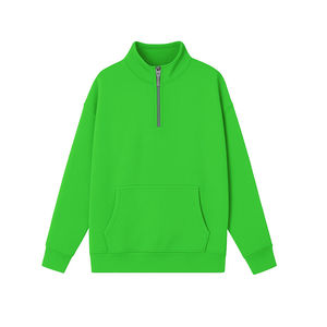 High Quality Unisex Fleece Quarter <b>Zip</b> Pullover Sweatshirt Custom Blank Kangaroo Pocket Neon Streetwear <b>Jumpers</b> Supplier Oem Odm - Product Image 2
