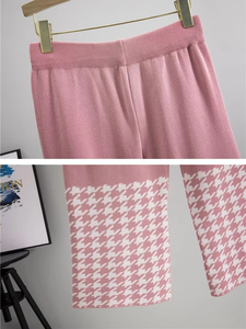 Conjuntos de 2 piezas de punto para mujer, suéter de punto de un solo pecho, cárdigan, Tops, Conjuntos hasta el tobillo, pantalones de pierna ancha, atuendo - Product Image 2