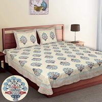 Set seprai katun cetak blok tangan India mewah buatan tangan Barmeri seprai cetak dengan sarung bantal banyak grosir OEM