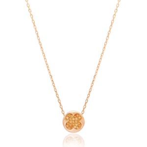 Pendentif Charme Rond en Pierre de Citrine et Zircon, Motif Trèfle, Fabrication Artisanale Turque, Vente en Gros, Bijoux en Argent Sterling 925 - Product Image 1