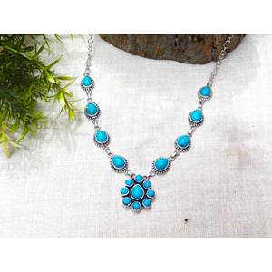Collar de joyería turquesa de Plata de Ley 925 hecho a mano para mujer, collar con colgante de piedras preciosas naturales, regalo de moda para mujer - Product Image 6