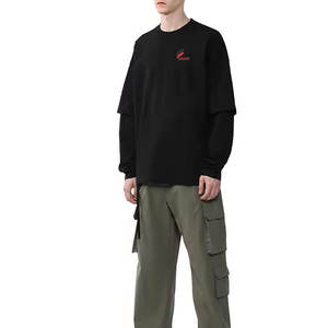 Vente en gros Logo personnalisé Chemise à motif solide à manches double couche grande taille en polyester/coton - Product Image 6