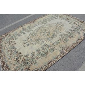 Vintage Rug, 5.7x8.6 ft Large Rug, <b>Brown</b> Blue <b>Wool</b> Rug - Product Image 4