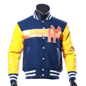 Veste de baseball de qualité supérieure, style universitaire, pour homme, avec manches en cuir - Product Image 1