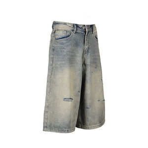 Custom 100% Cotton Zipper Loose Sun Fade Short <b>Jeans</b> Streetwear Baggy Shorts <b>Jeans</b> Short Denim Pants Shorts for <b>Men</b> Comfortable - Product Image 3