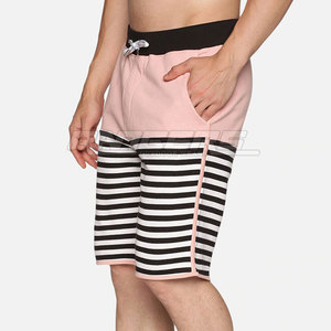 Striped <b>Shorts</b> Pink Base with Black and <b>White</b> Stripes Slim Fit Lightweight Unique Style Lightweight <b>Mens</b> Casual <b>Shorts</b> - Product Image 4