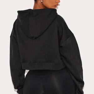 Sweat à capuche à fermeture éclair et fermeture éclair en éponge française 400 Gsm pour femmes Logo personnalisé haut court d'entraînement pull respirant surdimensionné - Product Image 4