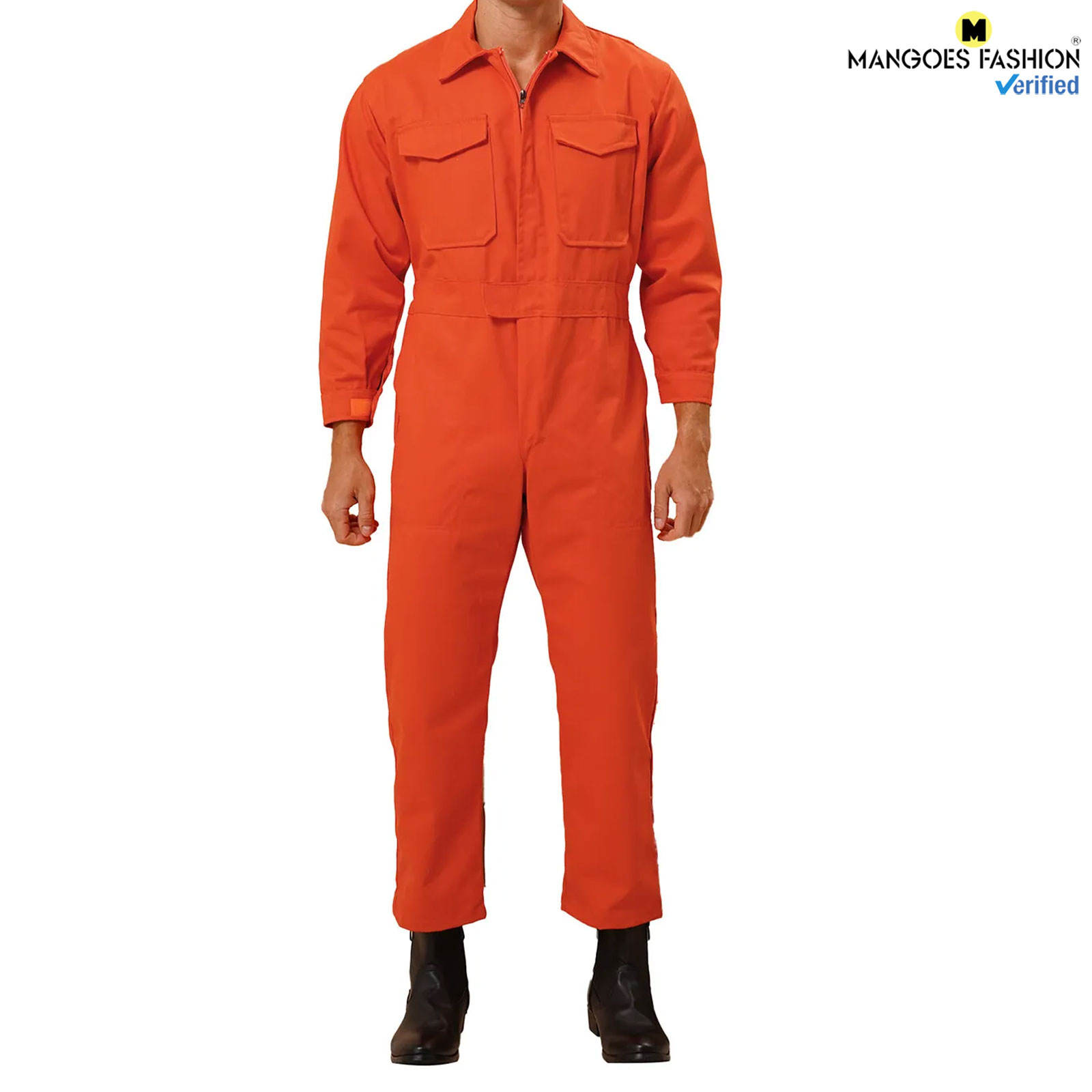 Mens Flame Resistant Coverall Jumpsuit Long Sleeve Workwear Uniform  Orange Customizable Wholesale Factory Manufactured