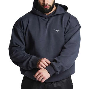 Sweat à capuche oversize pour homme 100% coton uni, imprimé sur mesure, design épais en polaire, coupe ample et courte, idéal pour l'hiver - Product Image 5