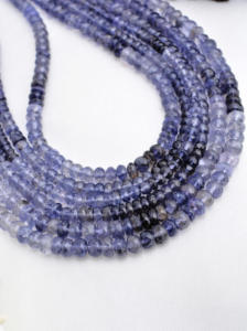 Iolite ลูกปัดธรรมดา1เส้นสร้อยคออัญมณีธรรมชาติสำหรับการทำเครื่องประดับอัญมณี - Product Image 5