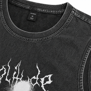 Camiseta sin mangas negra lavada personalizada para hombre, estilo gótico, gráfico, grunge, streetwear, de algodón, tipo muscle, OEM, al por mayor - Product Image 5