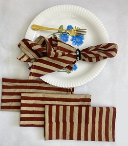 Serviette de table en coton lavé à rayures, serviette bohème, serviette de table en coton pour mariage, décoration de cuisine chic bohème - Décoration de table de ferme - Product Image 1
