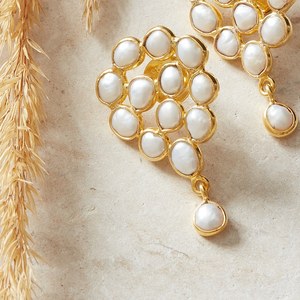 Excellent Quality Pure <b>Solid</b> 925 Sterling <b>Silver</b> AAA Grade White South Sea Natural Multi Pearl Gemstone Bezel Set 18K <b>Earrings</b> - Product Image 2