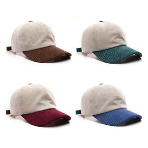 classic solid color corduroy baseball <b>cap</b> adult 5 panel <b>flat</b> brim hat lightweight breathable outdoor custom <b>design</b> <b>cap</b> - Product Image 1