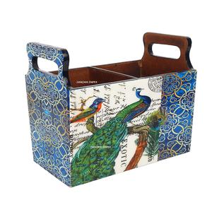 Support de couverts en bois MDF Design Peacock Support de rangement spécial pour ustensiles avec revêtement en émail avec poignée - Product Image 3