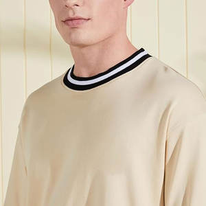 100% coton personnalisé poids lourd Anti-rides surdimensionné plaine tricoté hommes T-Shirt col rond solide motif hommes T-shirts - Product Image 4